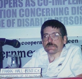 Frank Hall-Bentick at the tribune